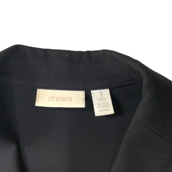 Chico’s Black Unstructured Double Breasted Blazer Notched Collar Rolled Cuffs M - Picture 4 of 10
